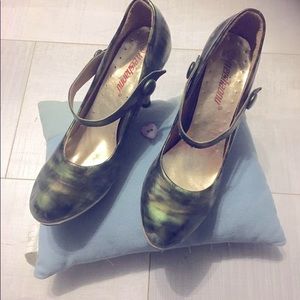 Marble Green Round Toe Pumps High Heels 👠👠 With Straps